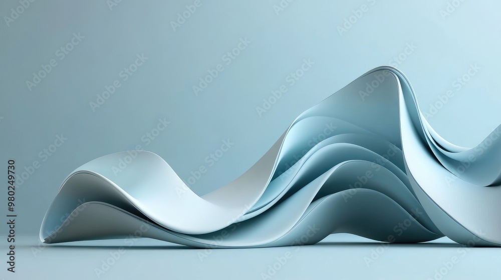 Fototapete 3d rendering of smooth, futuristic abstract shapes on a minimal background, offering text space. no 