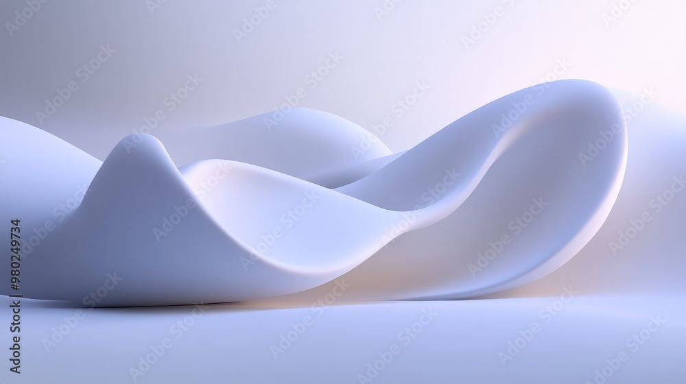 Fototapete 3d rendering of smooth, futuristic abstract shapes on a minimal background, offering text space. no 