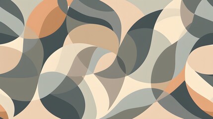**Calming Geometric Flow: Smooth, geometric shapes in muted, harmonious colors that flow seamlessly together to create a calming pattern. --ar 16:9 --s 50 --v 6.0** - Image #1 <@1193093742316494918>