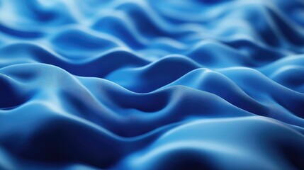 Obraz premium A 3D blue abstract background featuring smooth AI-generated waves, flowing gracefully across the scene. No people or logos for a clean, futuristic look.
