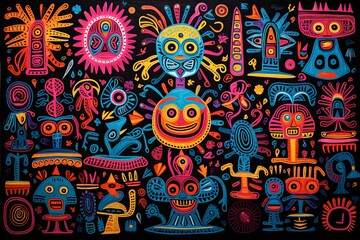 Fototapeta premium Exploring the Vibrant Tapestry of Indian Culture Yala Heritage Unveiled Vibrant Panama Mola Tapestry prompt