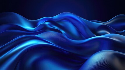 Obraz premium A flowing 3D blue abstract background with AI-generated waves, creating a modern and tech-inspired design. No people or logos.
