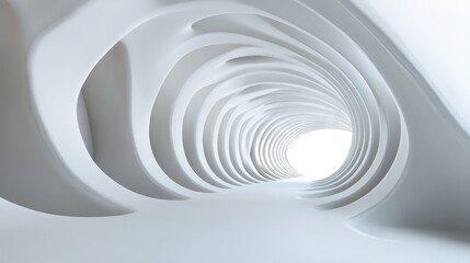 Obraz premium A modern, abstract 3D white tunnel with smooth curves, forming an infinite loop. No people or logos in the scene.