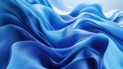 Obraz premium Abstract 3D blue waves generated by AI on a smooth background, with a futuristic touch. No people or logos in this digital landscape.