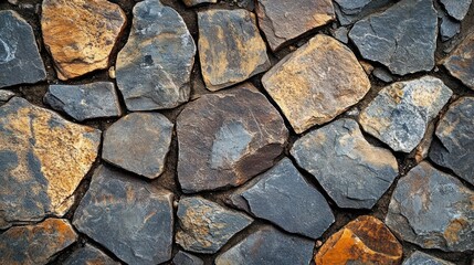 Obraz premium A closeup of a stone wall with textures and various colors.