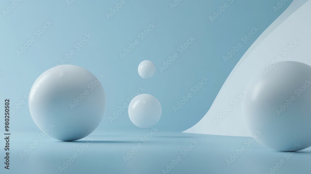 Fototapete abstract 3d shapes floating on a sleek, futuristic background, ideal for text placement. no people o