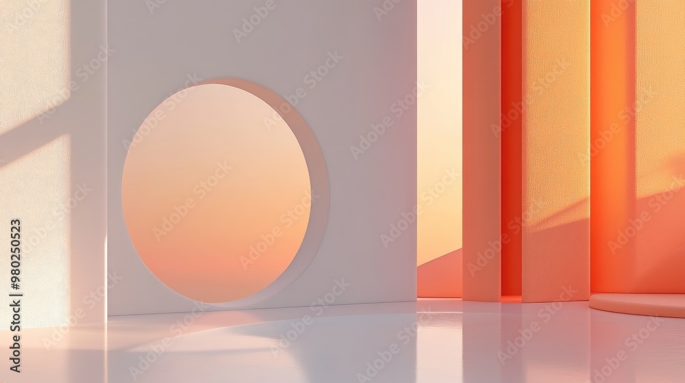 Fototapete abstract 3d shapes in a modern futuristic design, set against a minimal background with ample space 
