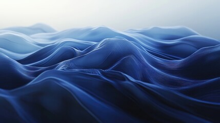 Obraz premium Abstract blue waves, generated by AI in a sleek 3D scene, flowing across a smooth background. No people or logos. a