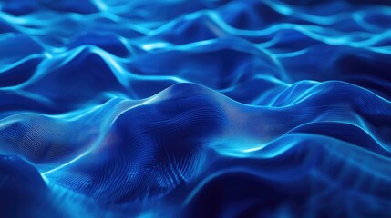 Obraz premium AI-generated 3D blue waves sweeping across an abstract background, creating a smooth, tech-inspired scene. No people or logos.