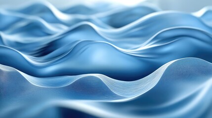 Fototapeta premium Blue 3D abstract background with AI-generated waves, rippling gently across the scene in a futuristic design. No people or logos.