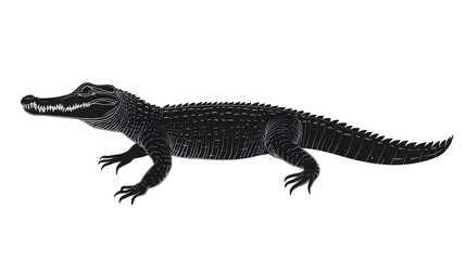 Fototapeta premium A detailed illustration of a crocodile, showcasing its distinct features, body structure, and natural habitat. Perfect for educational use.