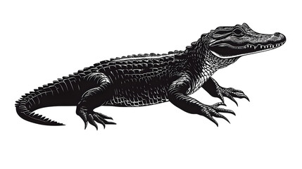 Fototapeta premium A detailed illustration of a crocodile, showcasing its distinct features and powerful body, perfect for wildlife and nature themes.