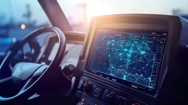 Digital display in a vehicle cockpit.