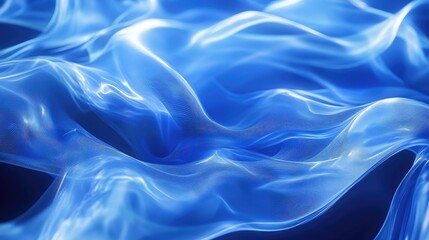 Obraz premium Dynamic AI waves in a 3D blue abstract background, flowing naturally with a futuristic touch. No people or logos.