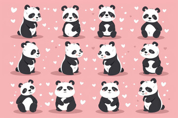 A panda drawn on paper with a pink background