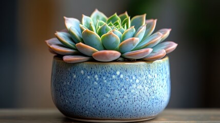 Succulent Plant in Blue Pot