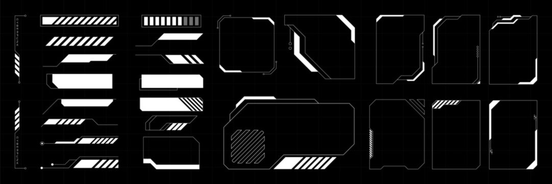Futuristic Hud Element Vector Illustration. Set cyberpunk tech collection.