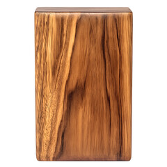 photo of a rectangular wooden podium with distinct natural wood grain patterns and warm tones suitable for product display interior decor or presentation use showcasing rich organic textures and craft