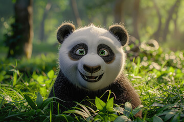 Obraz premium Pandas eat bamboo in the bamboo forest