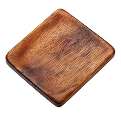 photo of a handcrafted square wooden plate with a rich wood grain texture, natural rustic finish, and smooth edges, perfect for serving, home decor, or as an eco-friendly kitchen accessory
