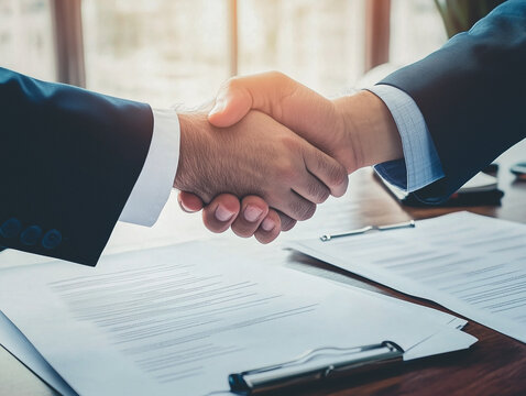 Two businesspeople in a handshake