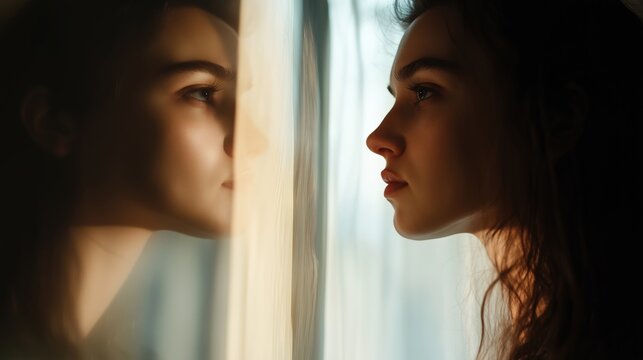 Depersonalization disorder conceptual portrait for mental health awareness print
