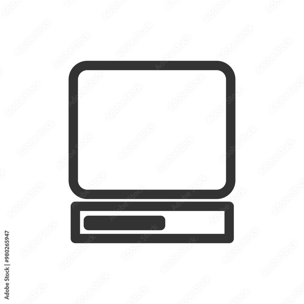 Poster computer monitor icon with simple design. computer monitor icon in black and white, representing tec