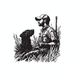 hunting with Labrador Retriever dog vector