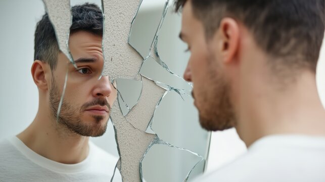 Exploring dissociative identity disorder through broken reflection for mental health awareness posters