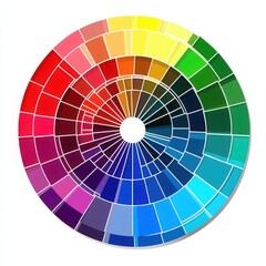 Obraz premium A vibrant color wheel showcasing a spectrum of hues and shades, ideal for design, art, and educational purposes.