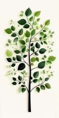 A vibrant tree illustration composed of various green leaves on a soft background, showcasing nature's beauty and diversity.