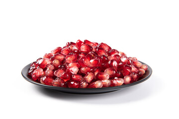 pomegranate seeds isolated on white background.