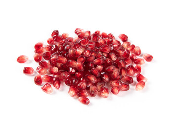 pomegranate seeds isolated on white background.