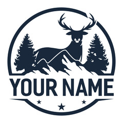 Deer mountain logo silhouette Deer hunting logo Hunting season hunting shirt design