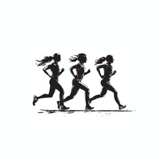 three women running vector