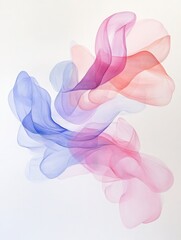 Fototapeta premium Abstract flowing shapes in soft pink and blue colors create a serene and modern artistic vibe.