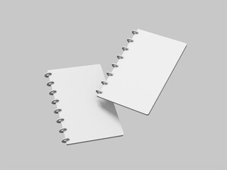 3D Blank Realistic Floating Spiral Ring Notebook Mockup