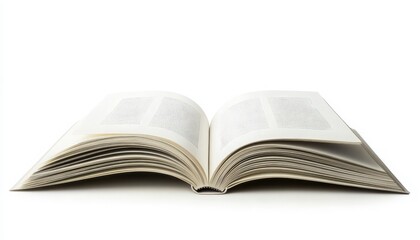 Fototapeta premium An open book displayed elegantly, showcasing blank pages and a minimalist design, perfect for education or creativity themes.