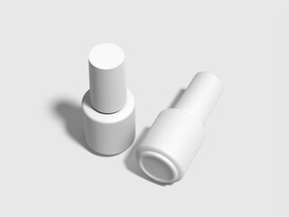 Blank Bottles of Nail Polish Mockup 3D Rendering