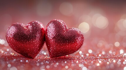 Obraz premium Sparkling Red Hearts for Valentine's Day Generative AI