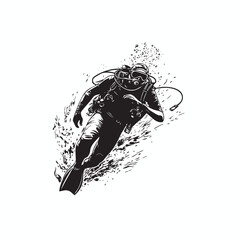 scuba diving vector logo
