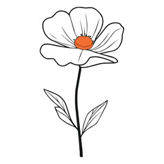Vector simple drawing of a flower with an orange center