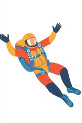 Obraz premium A colorful illustration of a skydiver in free fall with arms outstretched, creating a sense of adventure and thrill in the air.
