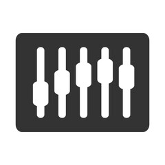 Audio Mixer Icon Panel with Control Sliders.  graphic representation of an audio mixer panel featuring adjustable control sliders. Perfect for music, sound engineering, and technology-related projects