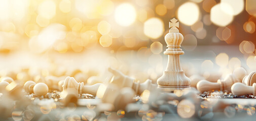 A close-up of a chess piece against a blurred background, symbolizing strategy, victory, and the beauty of the game.