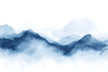 The mountains are blue and white