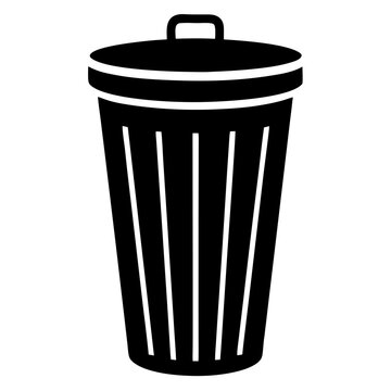 recommend clip art: Vector black trash can icon silhouette on transparent background
