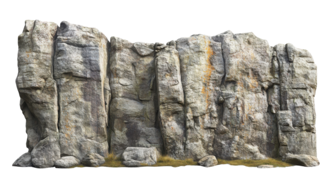 A rugged rock formation showcasing textured surfaces and natural colors, perfect for outdoor or geological themes. transparent background