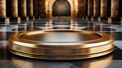 Obraz premium Golden dome in an ancient building with circular patterns and grandeur