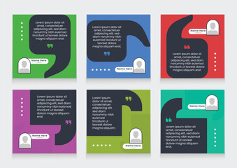 Clean and simple client testimonial banner set template. customer review social media post carousel template design.